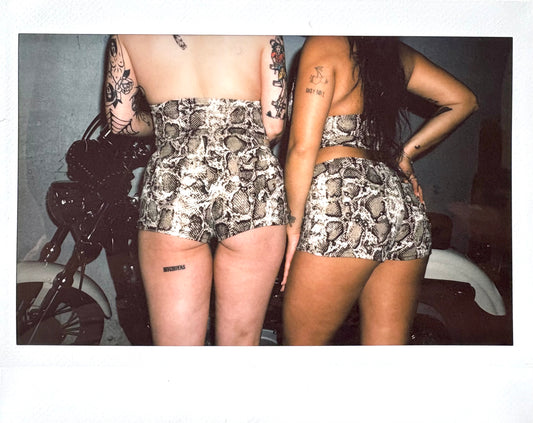 bardot shorts in snake